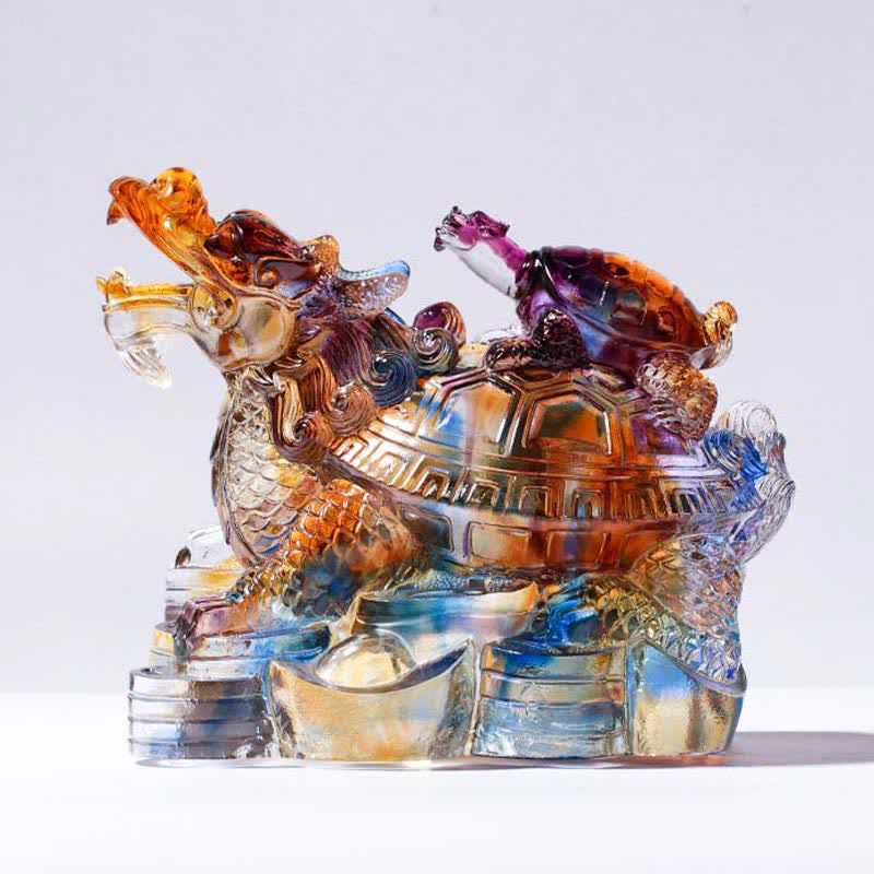 Feng Shui Dragon Turtles hecho a mano Liuli Crystal Art Piece Protección Decoración de la Oficina del Hogar - Tortuga dragón - image 0