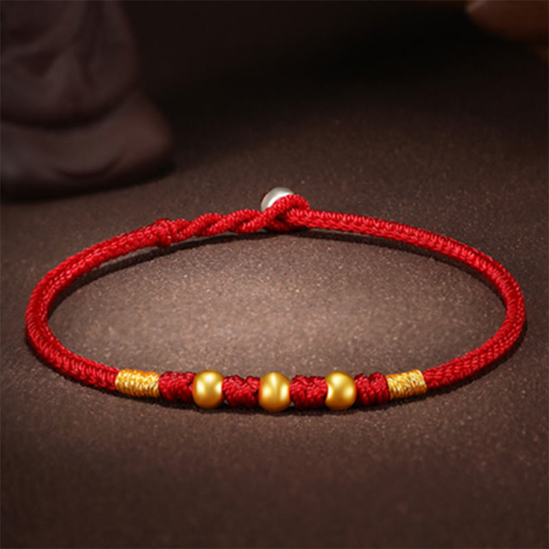 Pulsera de protección trenzada hecha a mano con nudo King Kong de la suerte con cuentas de oro 999 de piedras de Buddha Stones