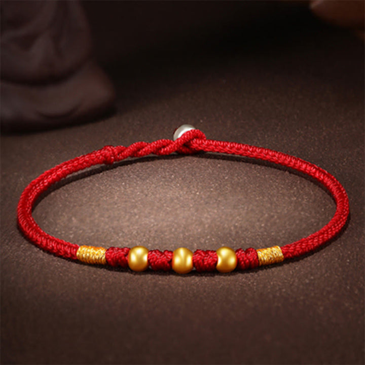 Pulsera de protección trenzada hecha a mano con nudo King Kong de la suerte con cuentas de oro 999 de piedras de Buddha Stones
