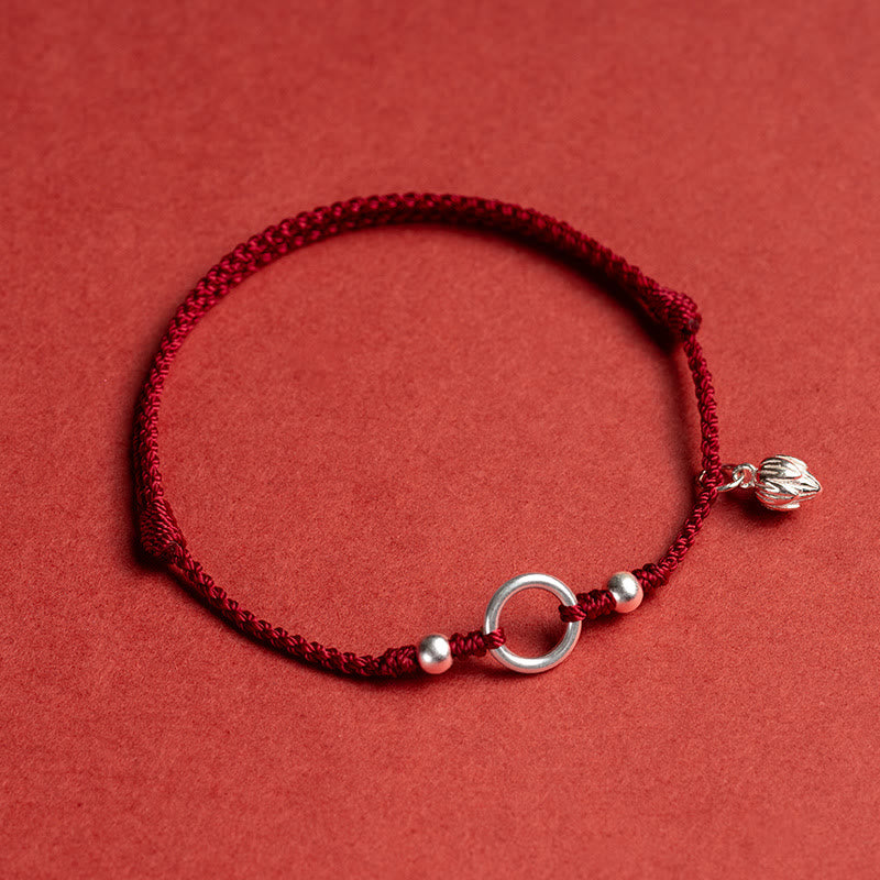 Pulsera de hilo rojo con hebilla de loto, paz, alegría, suerte, fortuna, plata de ley 925 , Buddha Stones - Rojo oscuro (circunferencia de la muñeca 15-18 cm) - Loto - image 12