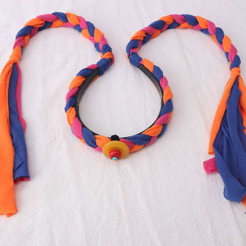 Accesorios para el cabello con cuentas de borlas coloridas tibetanas - Naranja - Cuentas redondas - image 24