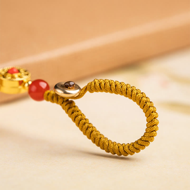 Llavero con cerradura de Buddha Stones de buenos deseos, personaje de Fu, bendición de la suerte