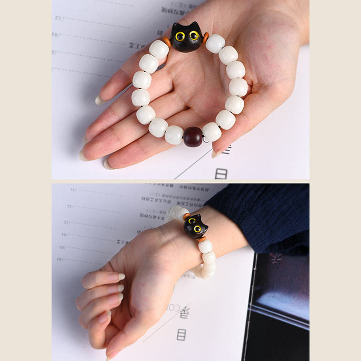 Buddha Stones, semillas naturales de Bodhi, hoja pequeña, sándalo rojo, madera de ébano, pulsera de sabiduría de gato de la suerte - image 18