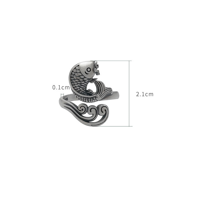 Anillo de plata de ley 925 con Buddha Stones , pez koi, ondulación de agua, suerte y riqueza - image 15