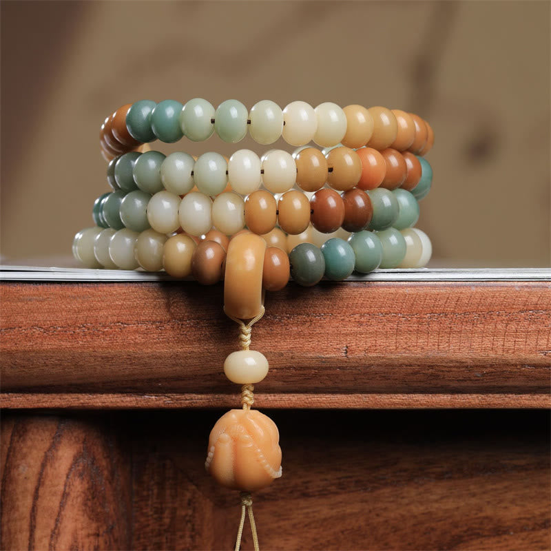 Buddha Stones 108 cuentas Mala gradiente semilla Bodhi Buda pulsera de paz grabada a mano - Semilla Bodhi (Sabiduría ♥Despertar) - image 1