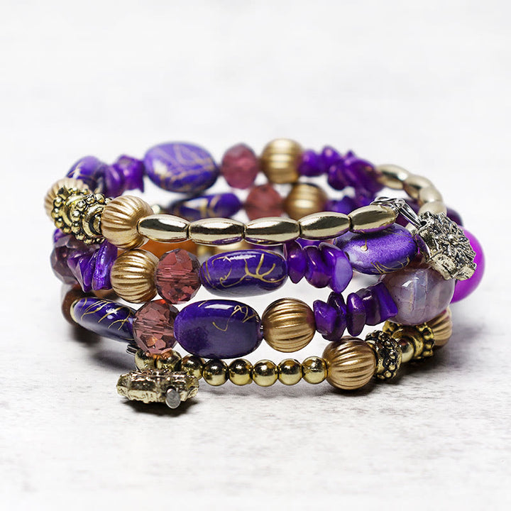 Pulsera de bendición con cuentas de ágata turquesa irregulares multicapa con Buddha Stones