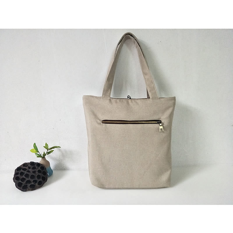 Bolso de hombro de gran capacidad con bordado de bambú, flor de pera, ciruelo, flor de melocotón, bolso de mano