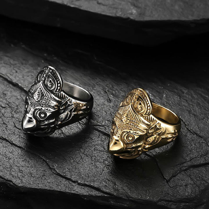Anillo de acero de titanio con protección de aves Tibet Garuda