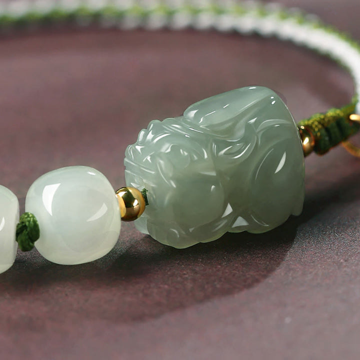 Pulsera de cuerda de personaje de jade natural Hetian PiXiu Luck Fu