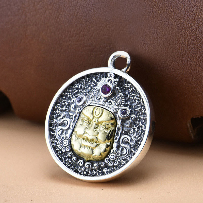 Collar espiritual con colgante de plata de ley 925 con Buddha Stones Zakiram, diosa de la riqueza, Dorje Vajra