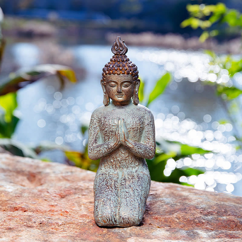 Estatua de resina de serenidad de Buda Zen meditando, decoración del hogar - Buda arrodillado 13*11*28CM - image 12