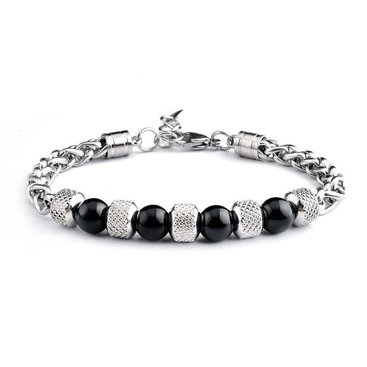 Pulsera de coraje con cuentas de ojo de tigre de ónix negro y Buddha Stones