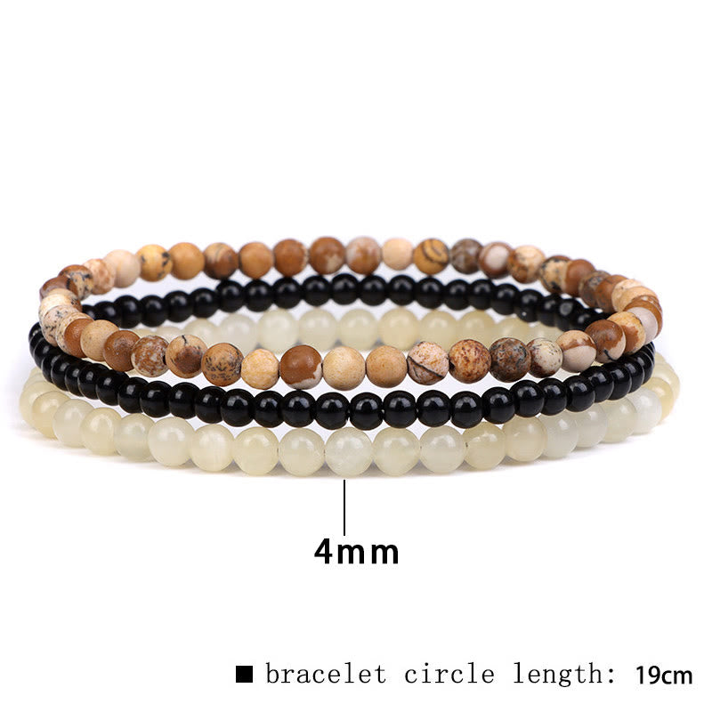 Buddha Stones 3 piezas de piedra de cristal natural paz interior pulsera espiritual