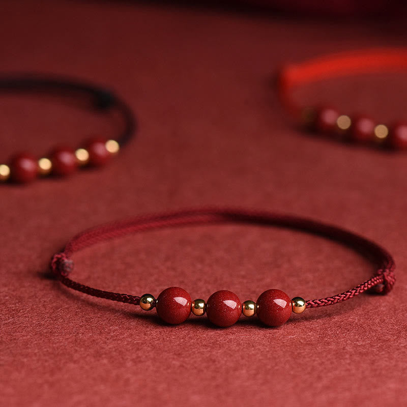 Pulsera tobillera con cuentas de cinabrio de la suerte naturales con Buddha Stones