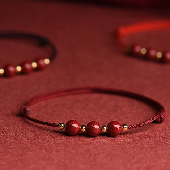 Pulsera tobillera con cuentas de cinabrio de la suerte naturales con Buddha Stones