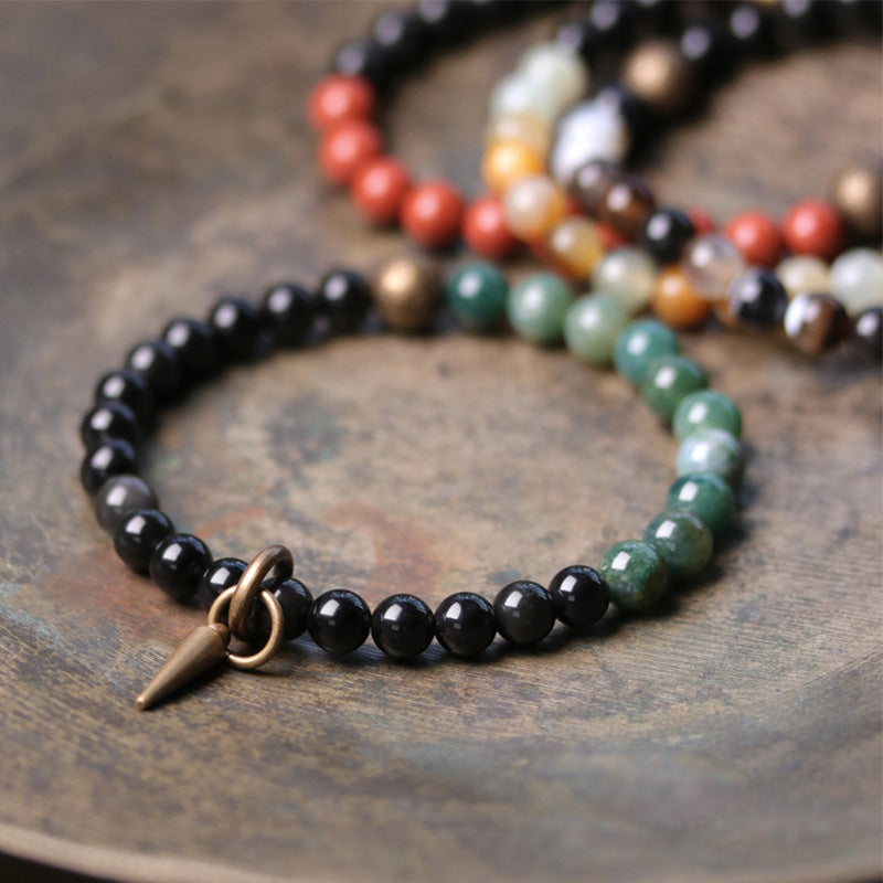 Pulsera de pareja de fuerza de cobre y cristal de sodalita obsidiana negra con Buddha Stones