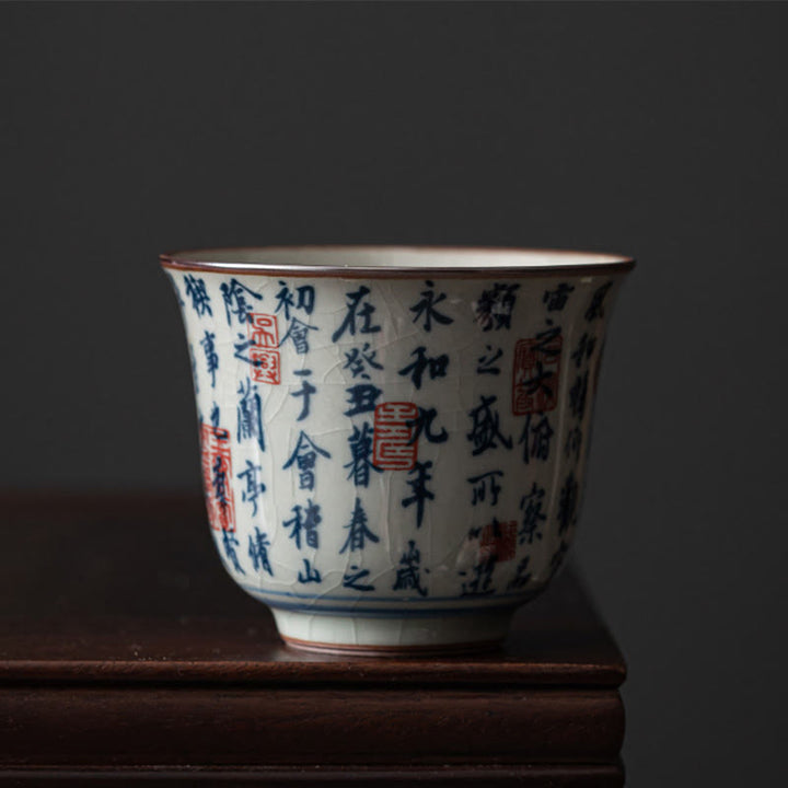 Taza de té de cerámica con Buddha Stones, paisaje de montaña, pabellón de orquídeas de loto, taza de té de Kung Fu
