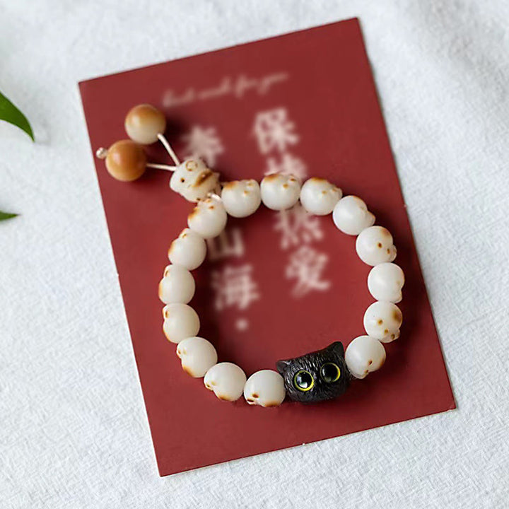 Pulsera de la paz del gato de la suerte de la pata encantadora de sándalo rojo de la semilla de Bodhi Natural de las Buddha Stones - image 11