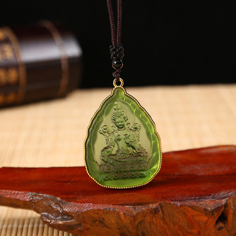 Colgante de collar de serenidad de cristal Liuli de Buda tibetano - Buda verde - image 8