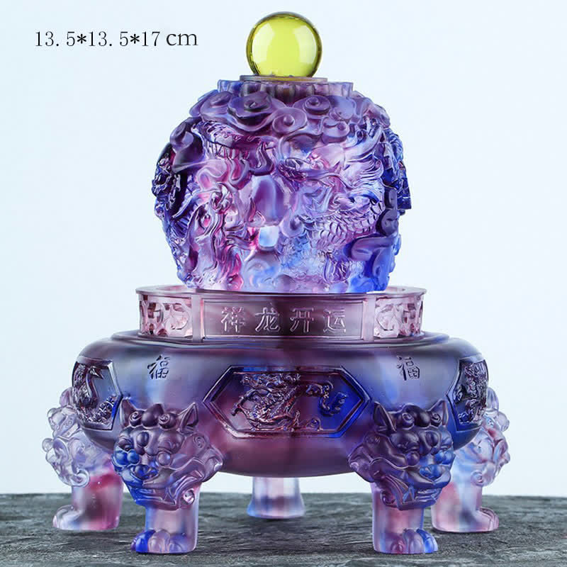 Buddha Stones Feng Shui dragón auspicioso hecho a mano Liuli cristal giratorio pieza de arte suerte decoración de la Oficina del hogar - image 5