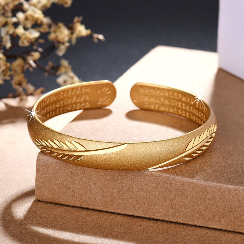 Brazalete de cobre con diseño de Sutra y corazón de Buddha Stones , brazalete de cobre con patrón grabado