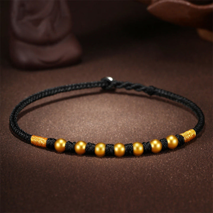Pulsera de protección trenzada hecha a mano con nudo King Kong de la suerte con cuentas de oro 999 de piedras de Buddha Stones