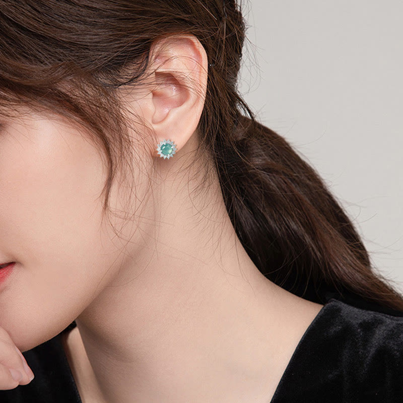 Pendientes de plata de ley 925 con Buddha Stones , redondos, jade, suerte, abundancia - image 4