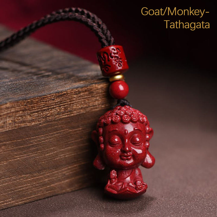 Buddha Stones zodiaco chino Buda Natal amuleto de cinabrio Natural mantener alejado los espíritus malignos COLLAR COLGANTE