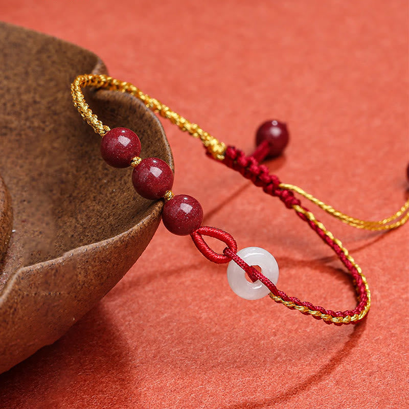 Pulsera de bendición con hebilla de paz de jade cinabrio natural con Buddha Stones