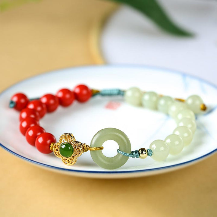 Pulsera de bendición de jade cinabrio natural