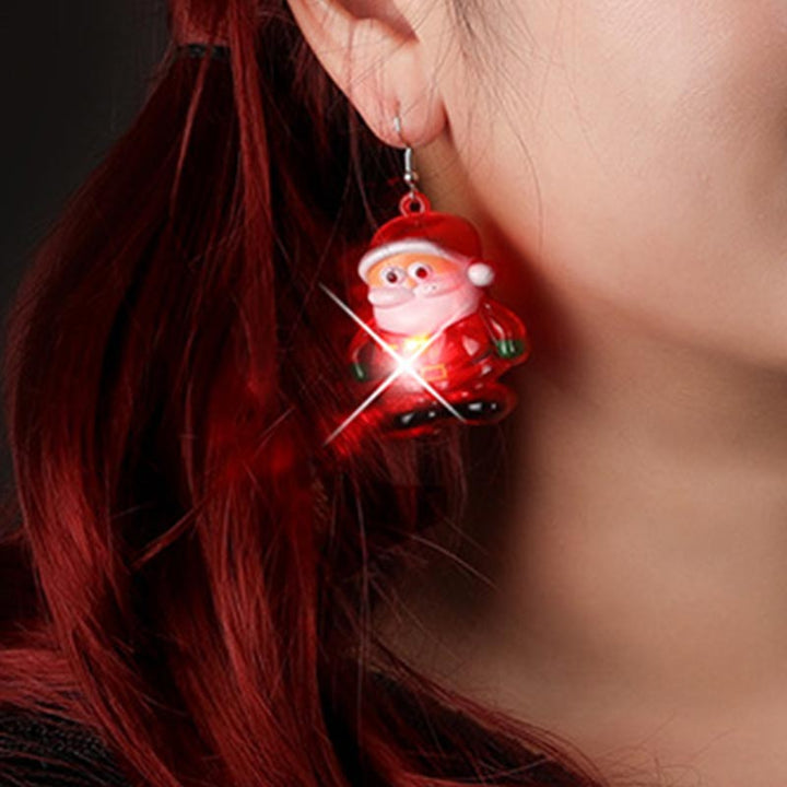 Pendientes luminosos de alce de árbol de Papá Noel de Navidad LED