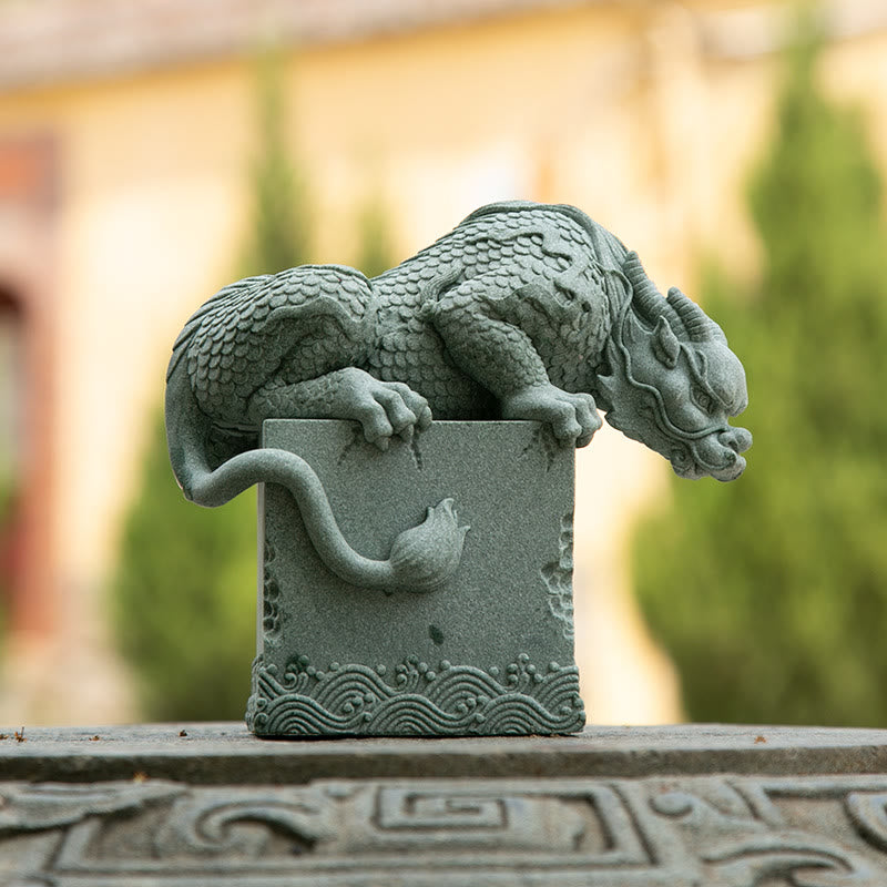 Buddha Stones Feng Shui, dragón sentado de pie, éxito, suerte, decoración del hogar - Dragón sentado 16*16*9 cm - image 13