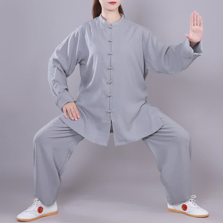 Conjunto de ropa unisex de lino y algodón con Buddha Stones, tai chi, qigong, oración, práctica espiritual zen - Gris - Manga larga - US14, UK/AU18, EU46 (3XL)  - image 25