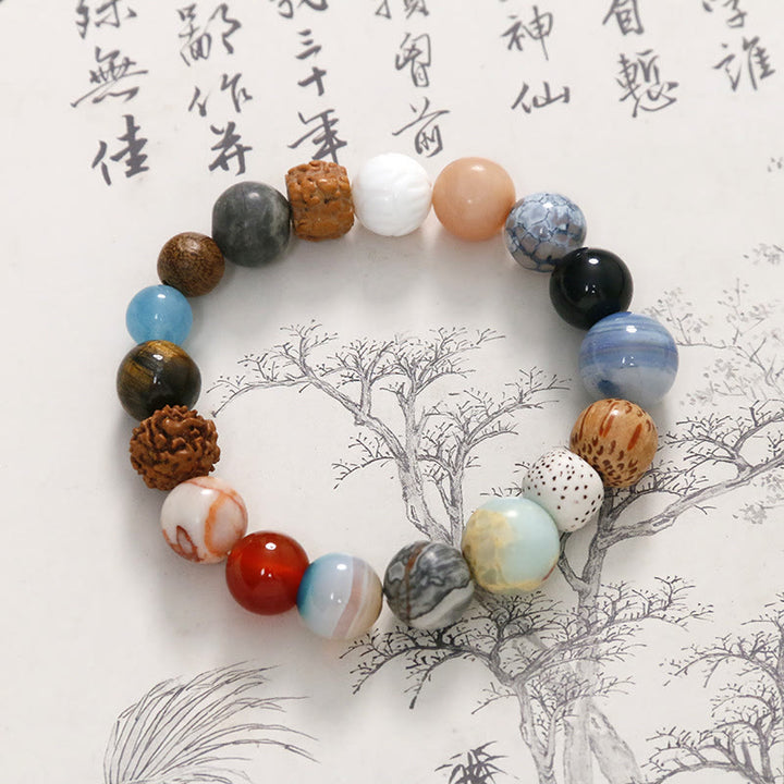 Buddha Stones, semilla de Bodhi Natural, piedra de cristal, ágata, pulsera para mantener alejados los espíritus malignos