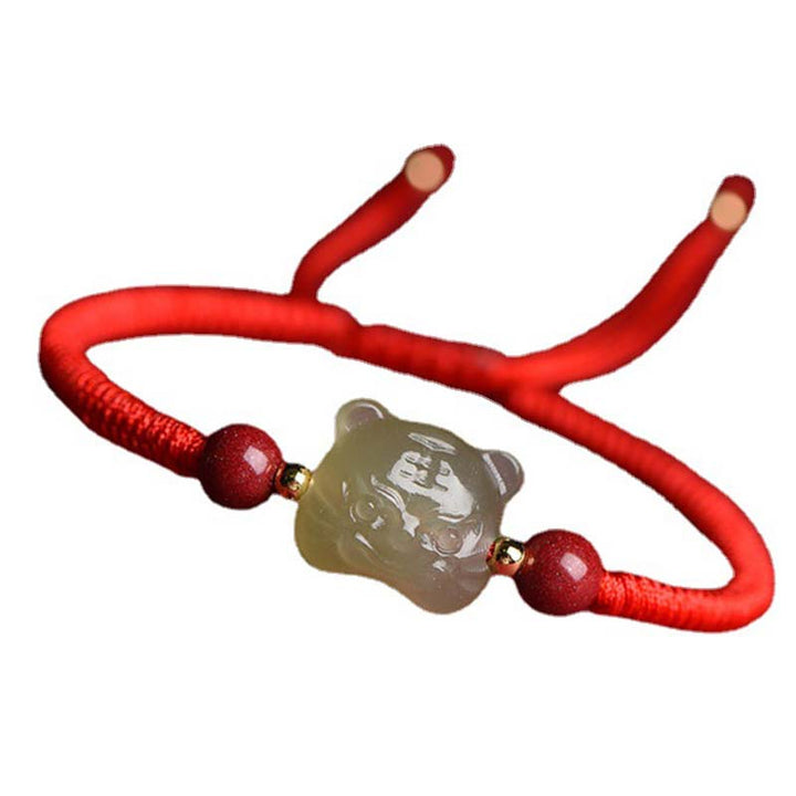 Pulsera de hilo de tigre de la suerte con cinabrio de jade y Buddha Stones
