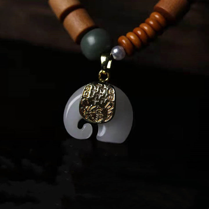 Pulsera de protección de elefante de jade de sándalo