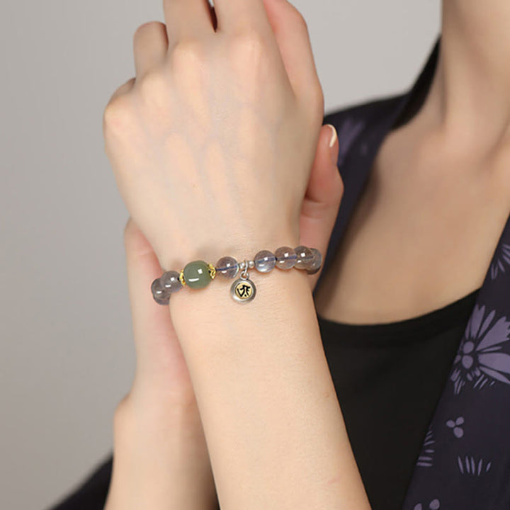 Buddha Stones Zodiaco Chino Buda Natal Plata de Ley 925 Piedra Lunar Natural Hetian Jade Pulsera Positiva
