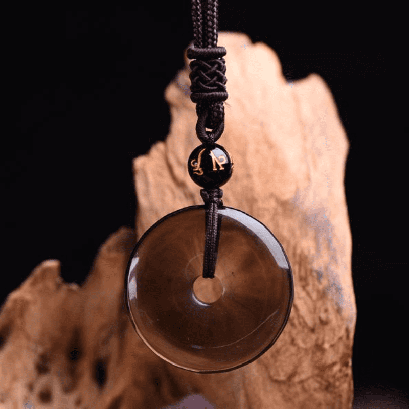 Collar de protección de obsidiana tibetana con Buddha Stones