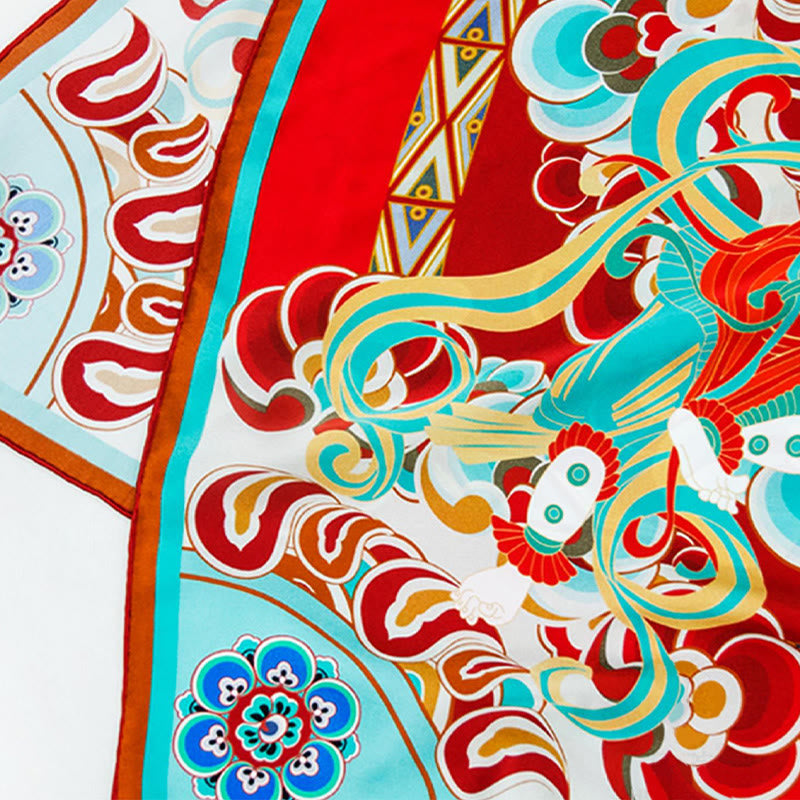 Buddha Stones Dunhuang rebote Pipa frescos voladores 100% bufanda de seda de morera chal Dunhuang de grado premium 6A