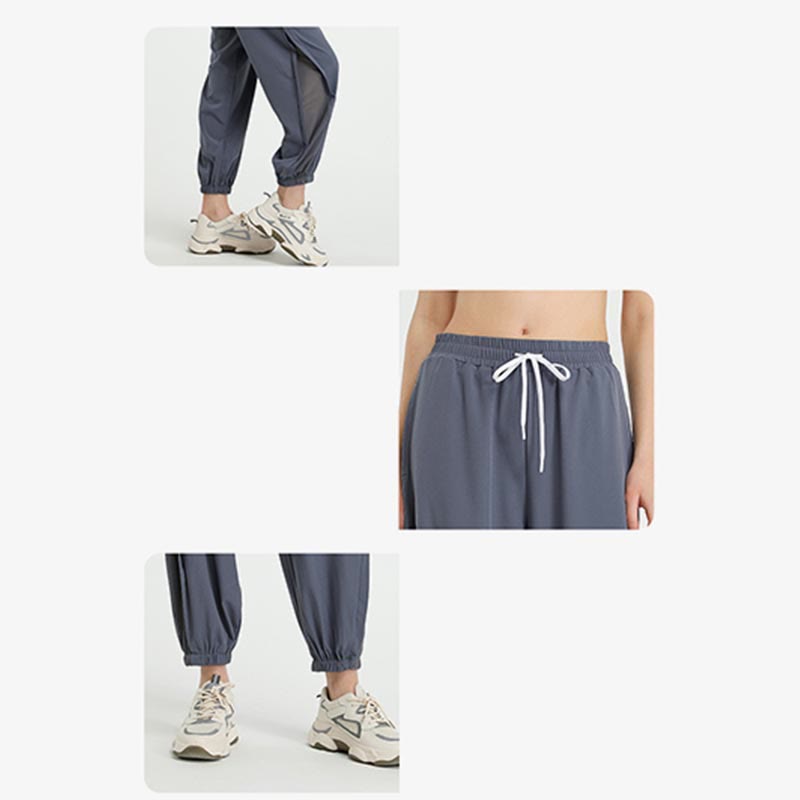 Pantalones deportivos de yoga sueltos de cintura alta con Buddha Stones y bolsillos