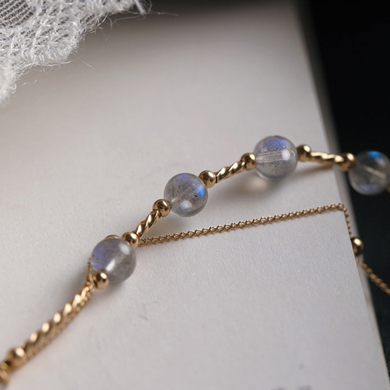 Pulsera de cadena con encanto positivo de piedra lunar