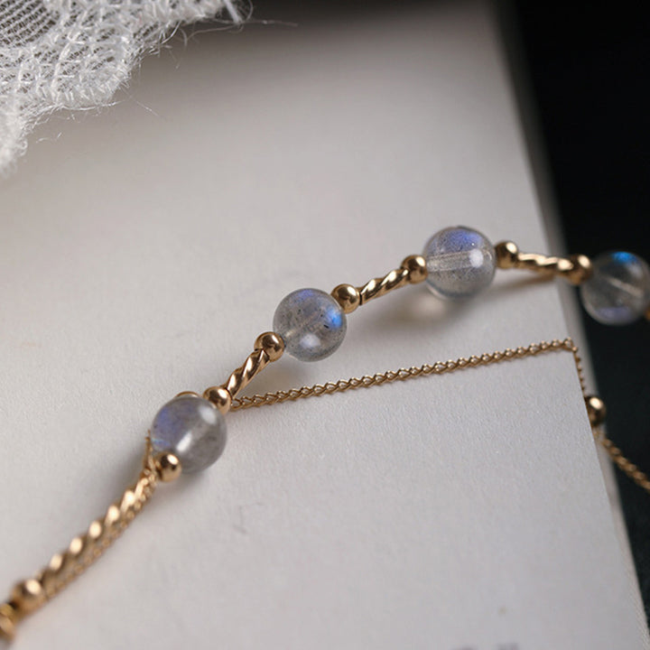 Pulsera de cadena con encanto positivo de piedra lunar