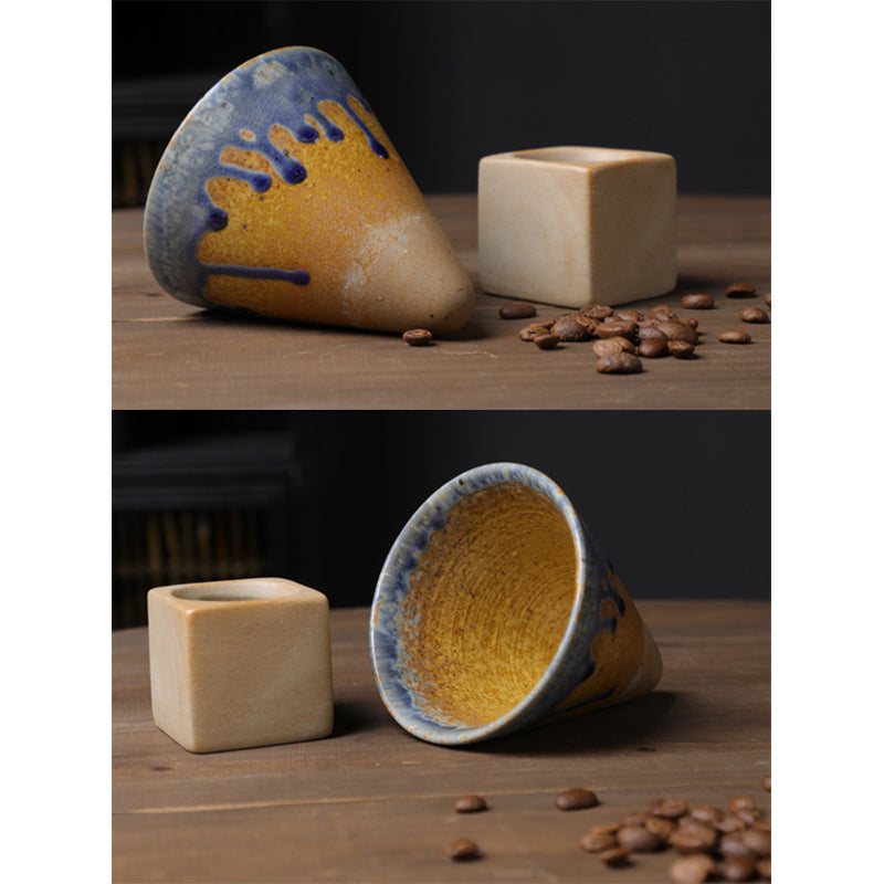 Taza de café de cerámica con degradado Vintage de Buddha Stones, taza de café expreso con leche y té con Base de 200ml