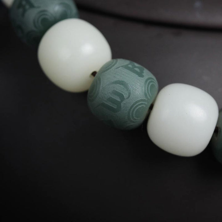 Pulsera de protección de seis palabras verdaderas Bodhi blanco con Buddha Stones
