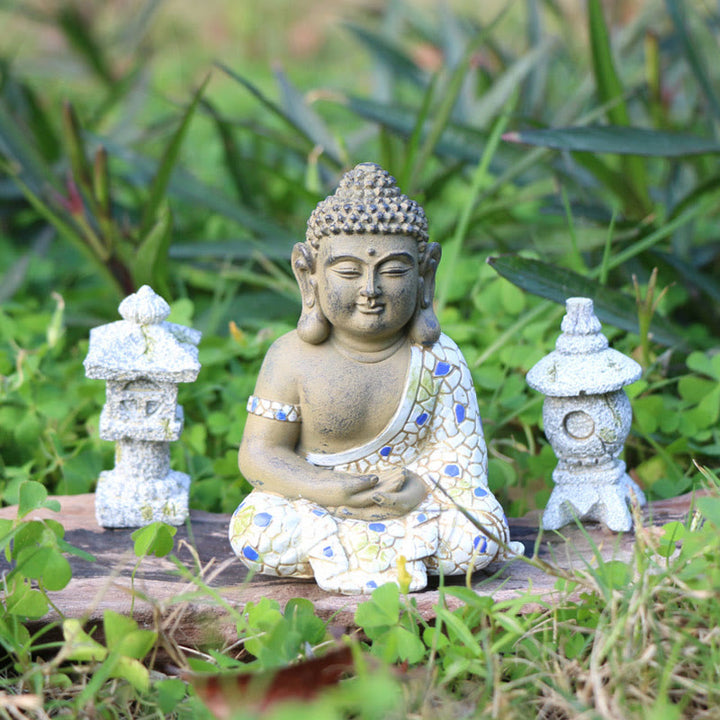 Estatua de resina de serenidad de Buda Zen meditando, decoración del hogar - Buda sentado pequeño 8,5 x 6 x 5,5 cm - image 5