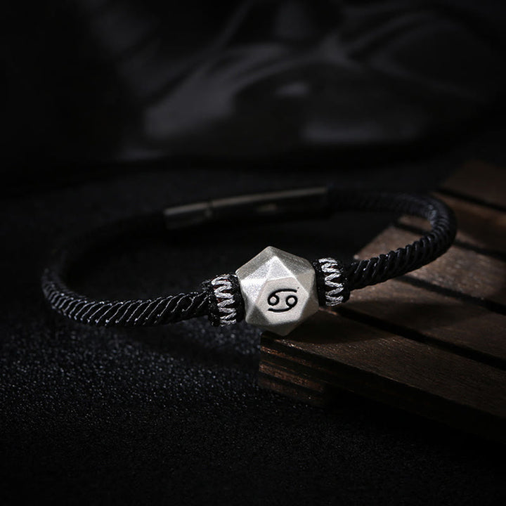 Pulsera de hilo hecha a mano con protección de las 12 constelaciones del zodíaco de plata de ley 999 con Buddha Stones