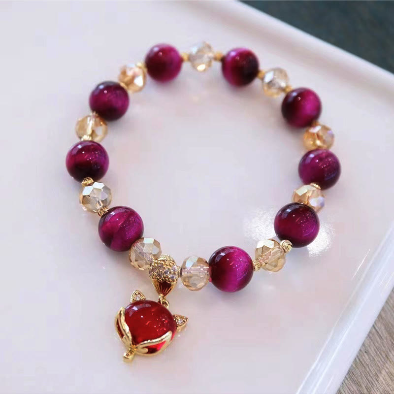Pulsera de confianza en uno mismo con protección de zorro PiXiu y ojo de tigre rojo de Buddha Stones - Zorro ojo de tigre rojo - image 0