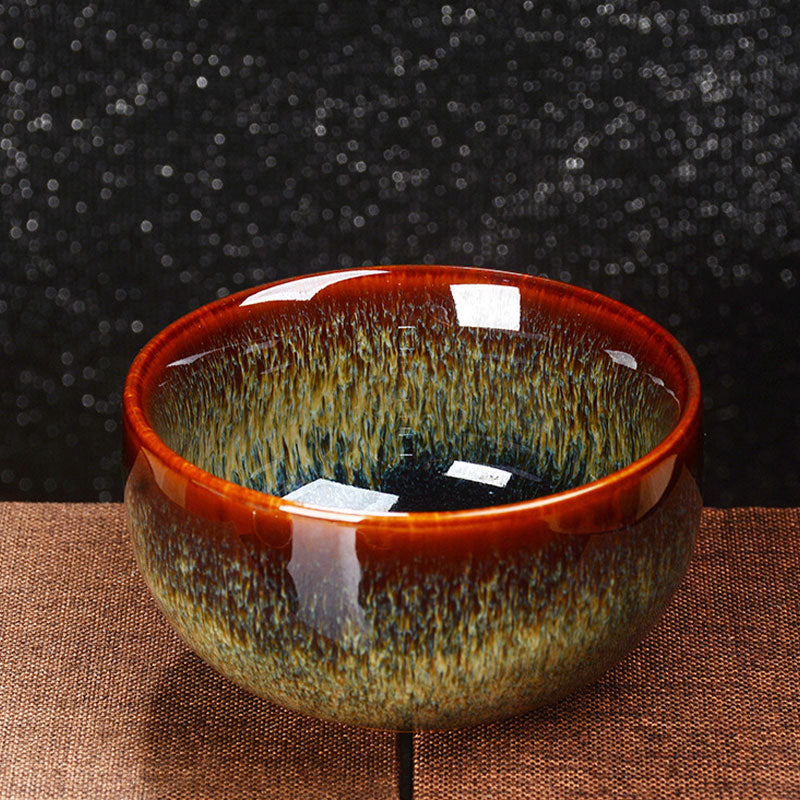 Buddha Stones, loto, dragón, Fénix, pez Koi, taza de té de cerámica china Jianzhan, taza de té de Kung Fu, 110ml