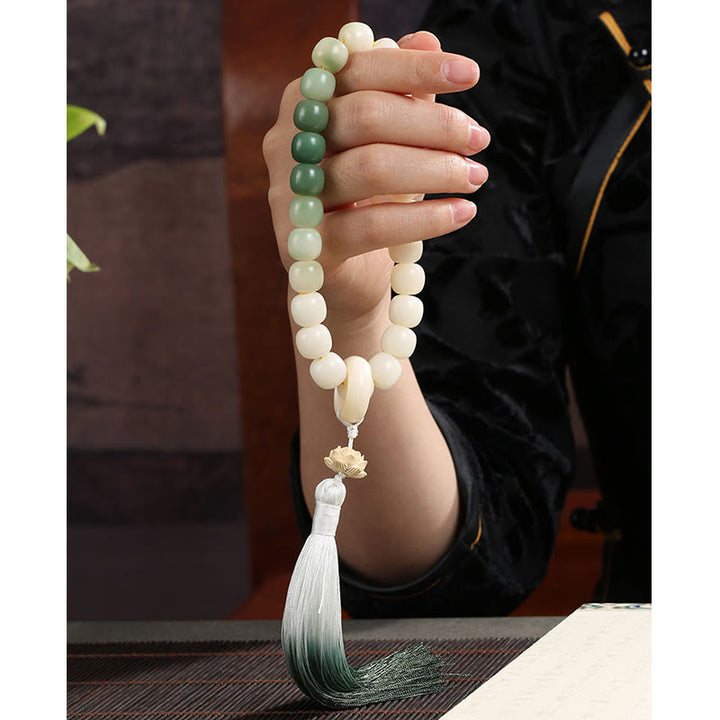 Bolsa de dinero de fortuna con semilla de Bodhi, gradiente Natural, borla de sabiduría de loto, Mala para muñeca