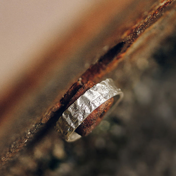 Anillo de pareja de bendición de diseño simple de plata de ley 925